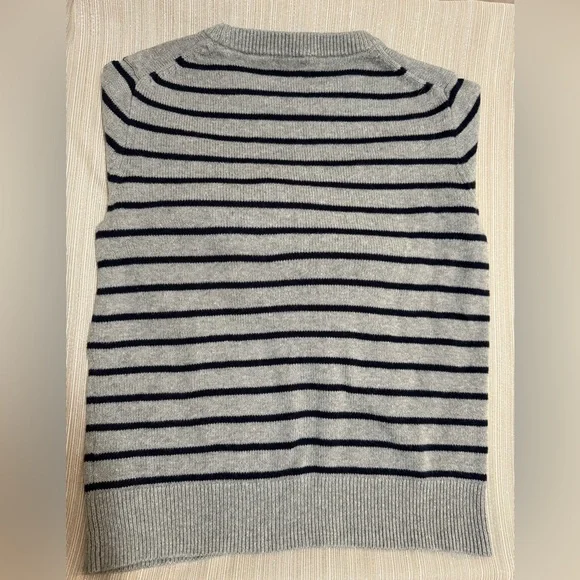 J.CREW Crewcuts Elbow-Patch Crewneck Sweater, Grey Navy Stripes - Boys L (10-11) - Picture 4 of 7